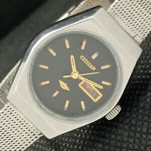 Vintage 1982 Citizen Automatic Womans Silver Watch W/daydate & Gold accents
